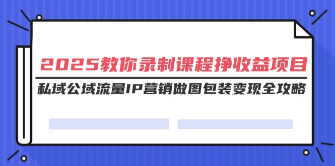 （14486期）2025教你录制课程挣收益项目，私域公域流量IP营销做图包装变现全攻略-初橙资源网