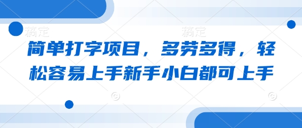 简单打字项目，多劳多得，轻松容易上手新手小白都可上手-初橙资源网