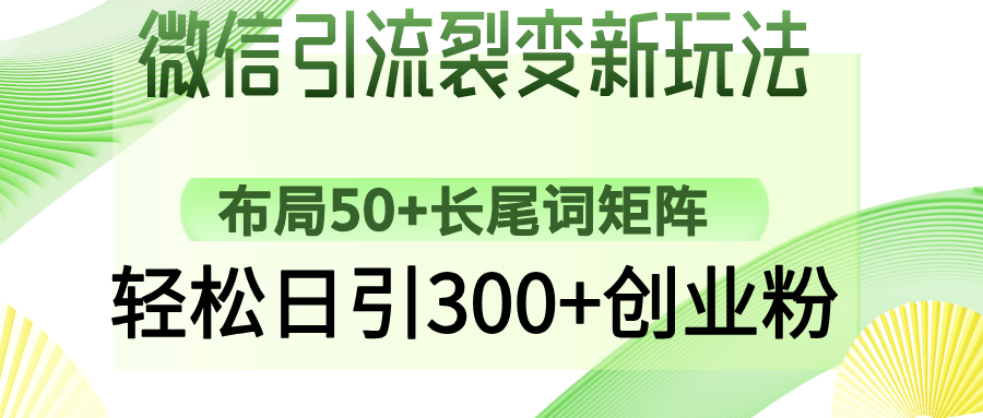 （14451期）微信引流裂变新玩法：布局50+长尾词矩阵，轻松日引300+创业粉-初橙资源网