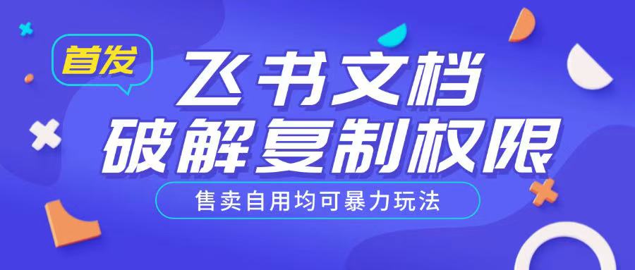 首发飞书文档破解复制权限，售卖自用均可暴力玩法-初橙资源网