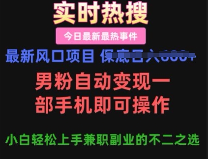 最新风口项目，男粉自动变现，一部手机即可操作，小白轻松上手，兼职副业的不二之选【揭秘】-初橙资源网