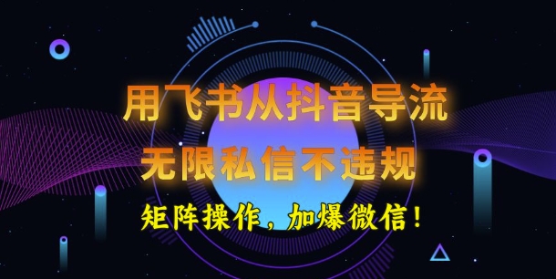用飞书从抖音导流，无限私信不违规，抖音截流创业粉-初橙资源网