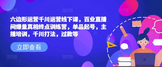 六边形运营千川运营线下课，百业直播间爆量真相终点训练营，单品起号，主播培训，千川打法，过款等-初橙资源网