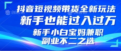 抖音短视频带货全新升级玩法，小白也能月入过W，适合新手宝妈兼职副业的不二之选!-初橙资源网