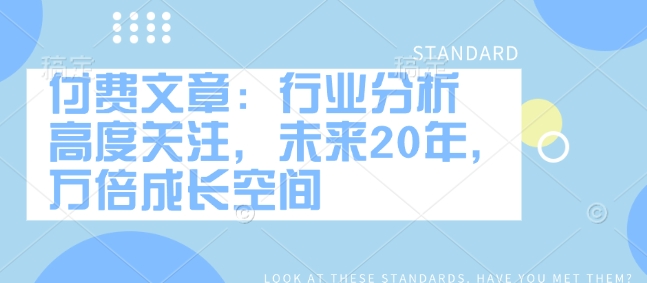 付费文章：行业分析 高度关注，未来20年，万倍成长空间-初橙资源网