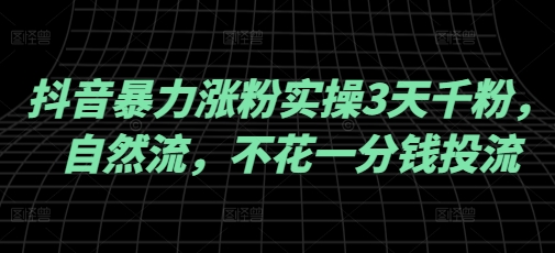 抖音暴力涨粉实操3天千粉，自然流，不花一分钱投流，实操经验分享-初橙资源网
