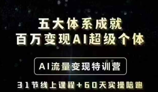 五大体系成就百万变现AI超级个体- AI流量变现特训营，一步一步教你一个人怎么年入百W-初橙资源网