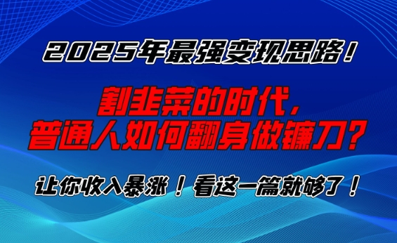 2025年最强变现思路，割韭菜的时代， 普通人如何翻身做镰刀？【揭秘】-初橙资源网