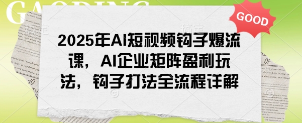 2025年AI短视频钩子爆流课，AI企业矩阵盈利玩法，钩子打法全流程详解-初橙资源网