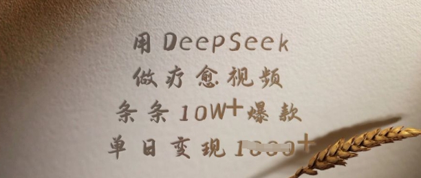 用DeepSeek做疗愈视频，条条10W+爆款，单日变现多张-初橙资源网