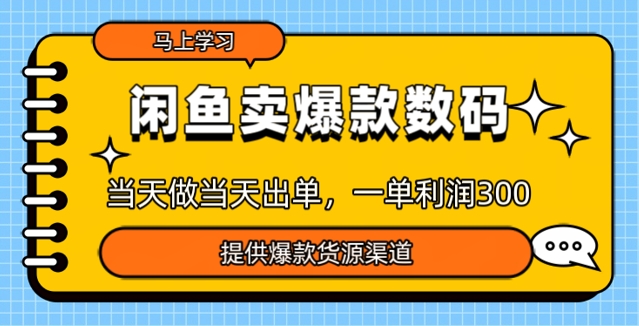 闲鱼卖爆款货源,当天做当天出单,一单利润3张-初橙资源网