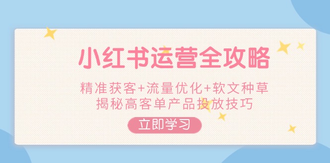 （14207期）小红书运营全攻略，精准获客+流量优化+软文种草，揭秘高客单产品投放技巧-初橙资源网