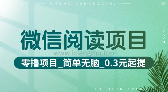 微信阅读项目_零撸项目+简单无脑+0.3元起提(六大平台合集汇总)-初橙资源网