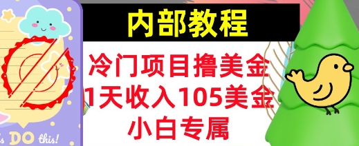 冷门项目撸美金，小白专属，1天收入105美刀，0门槛，内部教程-初橙资源网