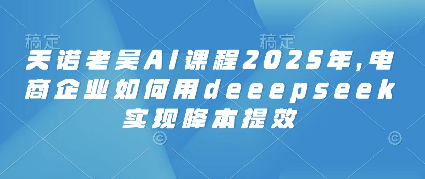 天诺老吴AI课程2025年，电商企业如何用deeepseek实现降本提效-初橙资源网