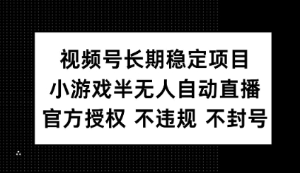 视频号长期稳定项目，小游戏半无人自动直播，官方授权 不违规 不封号-初橙资源网