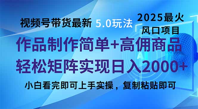 （14191期）视频号带货最新5.0玩法，作品制作简单，当天起号，复制粘贴，轻松矩阵…-初橙资源网