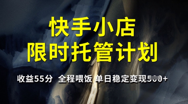 快手小店限时托管计划，收益55分，全程喂饭，单日稳定变现5张【揭秘】-初橙资源网