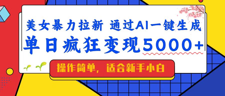 （14347期）美女暴力拉新，通过AI一键生成，单日疯狂变现5000+，纯小白一学就会！-初橙资源网