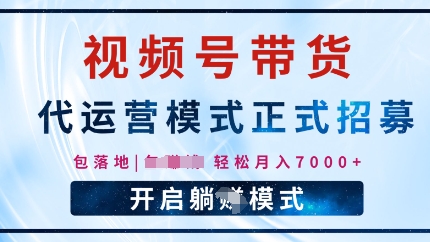 视频号代运营，全程托管计划招募，躺Z模式，单月轻松变现7k-初橙资源网
