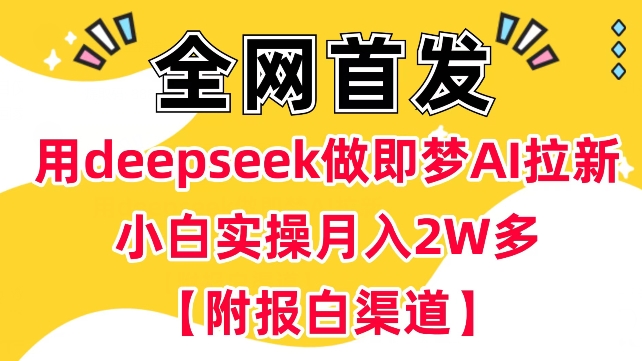 用deepseek做即梦Ai拉新 小白实操月入过W+【附报白渠道】-初橙资源网