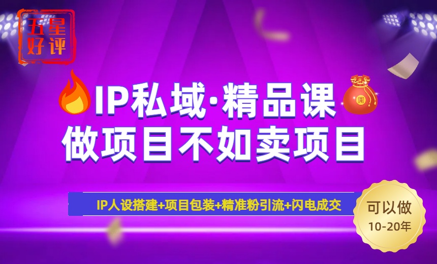 （14406期）2025年“IP私域·密训精品课”，日赚3000+小白避坑年赚百万，暴力引流…-初橙资源网