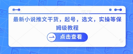 最新小说推文干货，起号，选文，实操等保姆级教程-初橙资源网
