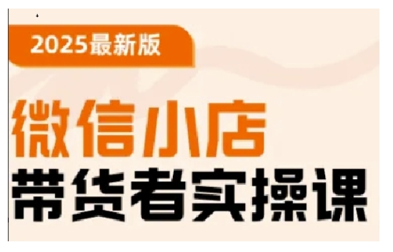 2025最新版微信小店带货者实操课，基础操作到高级运营技巧，快速上手-初橙资源网