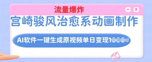 宫崎骏风治愈系动画制作，AI软件一键生成原创视频流量爆炸，单日变现多张，详细实操流程-初橙资源网