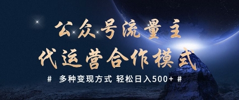 公众号流量主代运营  多种变现方式 轻松日入5张【揭秘】-初橙资源网