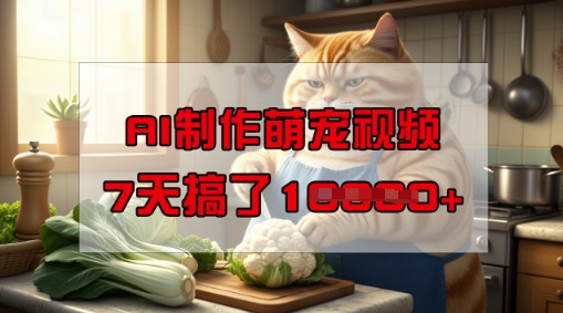靠AI制作萌宠视频，操作简单门槛低，有手机就行，7天搞了1W-初橙资源网
